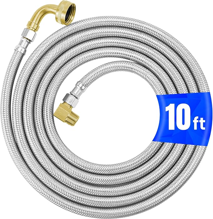 Stainless Steel Braided Dishwasher Hose, 10 FT Connector Kit by AMIPARTS