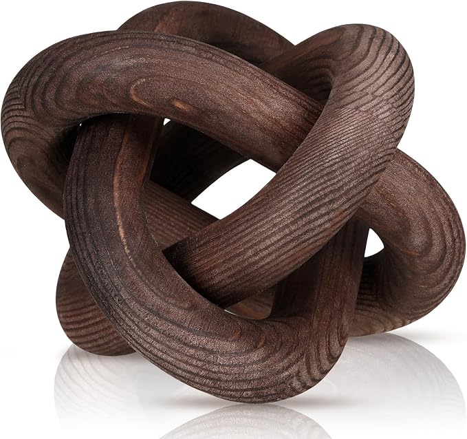 Yalikop 3 Link Wood Knot Decor Rustic Table Shelf Sculpture, Boho Decorative by Yalikop