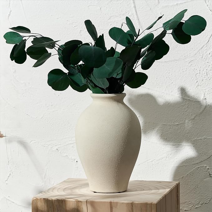 SIDUCAL Ceramic Vintage Flower Vase | 9 Inch Large Pottery Rustic Farmhouse - Image 9