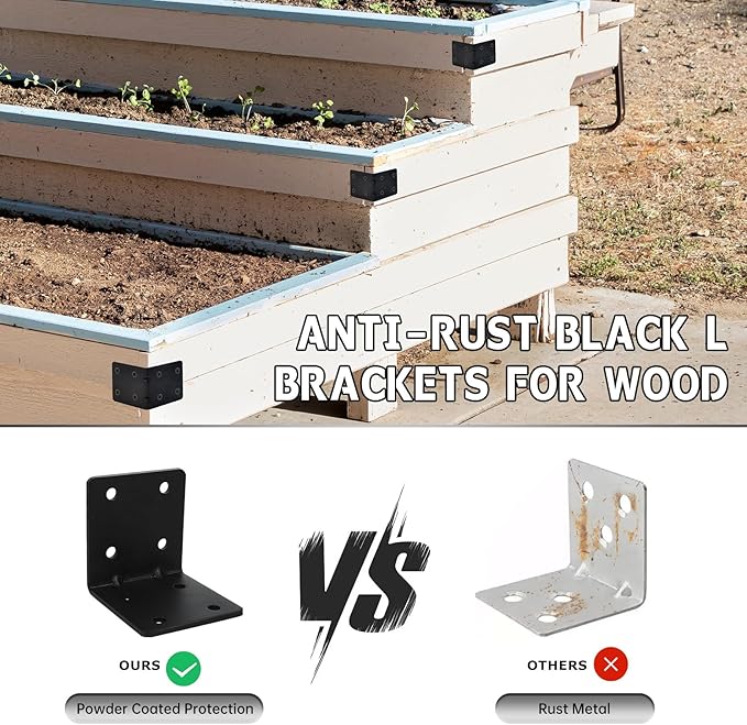 8 Pack L Brackets for Wood Matte Black Strong Corner Brace, Ribbed Corner - Image 4