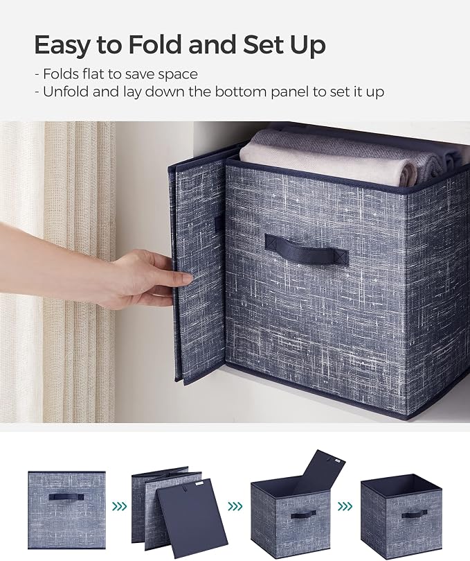 SONGMICS Storage Cubes, 11.8-Inch Foldable Closet Organizers | Non-Woven Fabric - Image 6