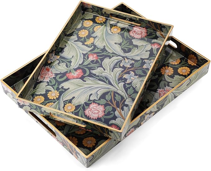 2 Pcs Serving Trays with Handles, Plastic Tray by Acellegic