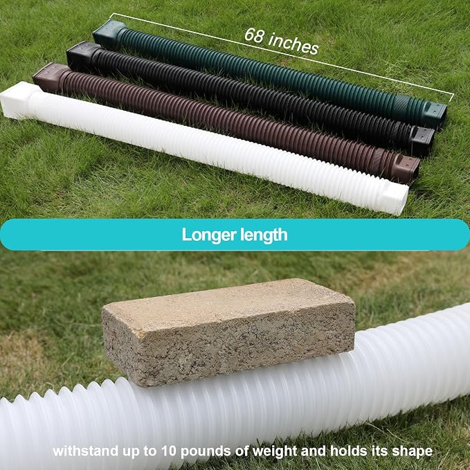 plusgutter White-2pack Rain Gutter Downspout Extensions Flexible, Drain - Image 3