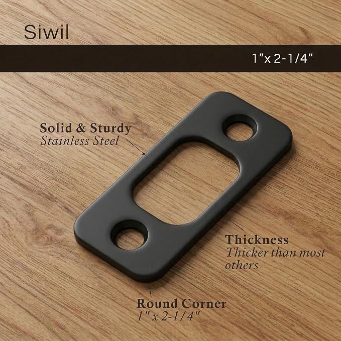 Deadbolt Strike Plate, Solid Stainless Steel, Round Corner, Heavy Duty - Image 3