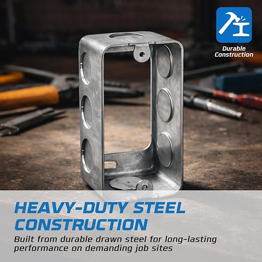 4 Pack - 4x2” Rectangle Steel Outlet Box Extension Ring| 1-1/2" Deep Box - Image 3