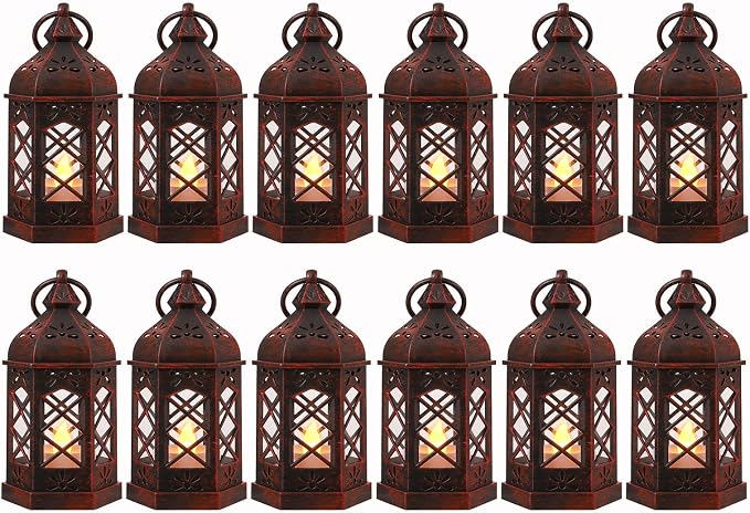 LLQ 12PCS Brushed Red Mini Lantern by LLQ-LuckLifeQuality