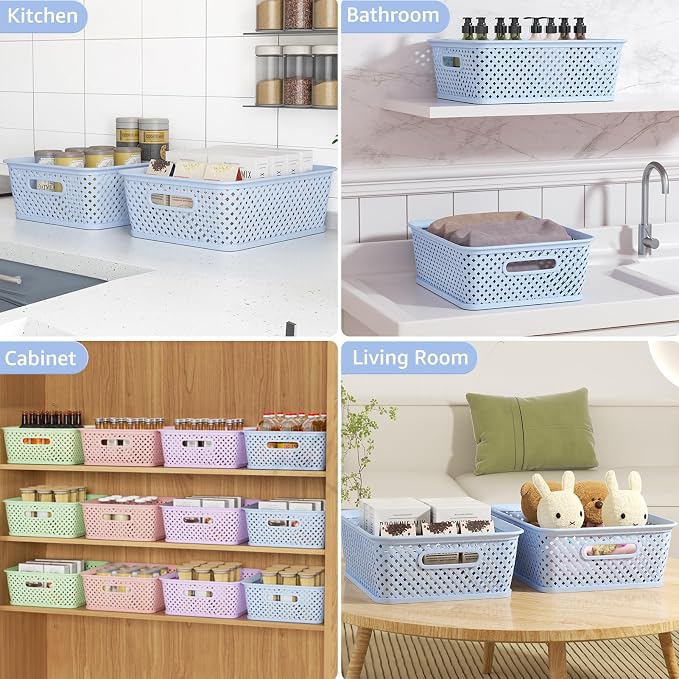 MaxGear 3 Pack Plastic Storage Baskets, Suitable - Image 4