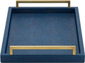 XIGEXIGE Navy Blue Decorative Serving Tray, Shagreen Leather Coffee Table Tray by XIGEXIGE