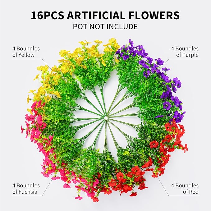 16 Bundles Artificial Fake Flowers Plants - Image 6