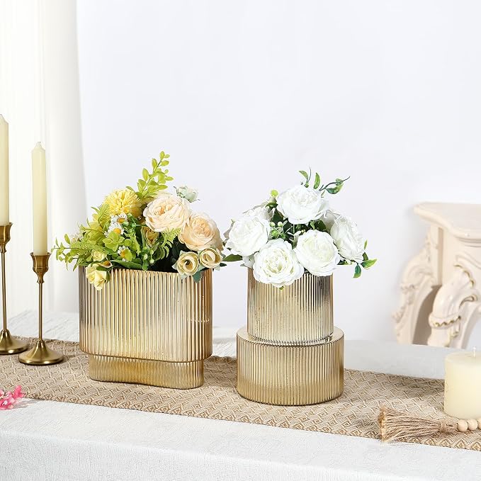 Gold Glass Vases, Modern Glass Vase - Image 2
