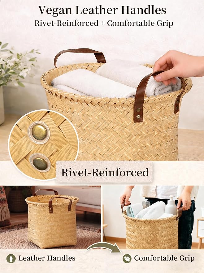 Wicker Storage Baskets, 4 Pack Woven Baskets - Image 5