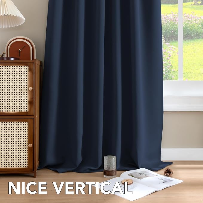 H.VERSAILTEX Back Tab Navy Blackout Curtains 102 Inch Long - Image 8