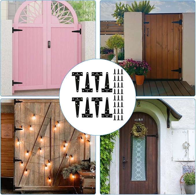 16 Pack 4 Inch T Strap Hinges Heavy Duty Black Outdoor Tee Hinge | Shed Door - Image 7