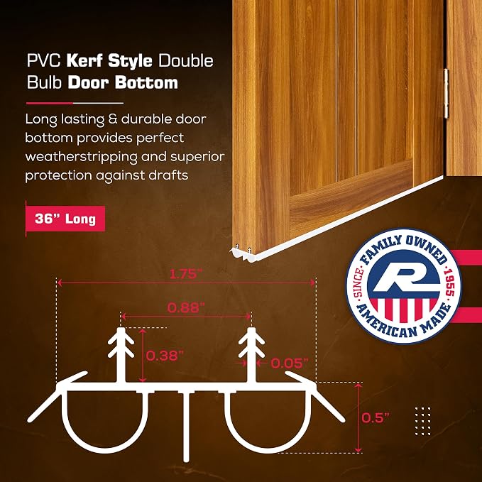 36" Kerf Slide-in Double Bulb Seal Weatherstrip Door Bottom – Durable Seal - Image 4