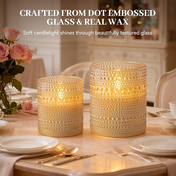 Dotted Glass Flameless Candles - Image 2