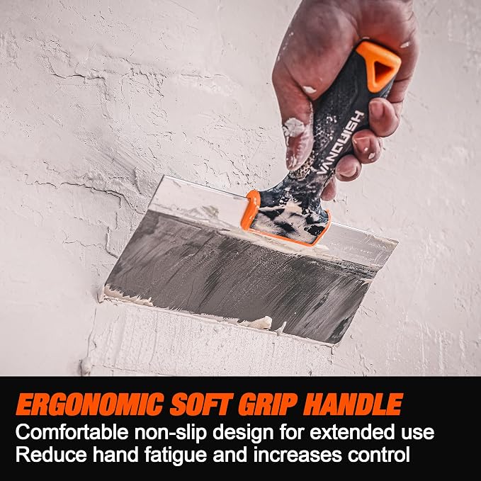 VANQUISH 8 Inch Stainless Steel Drywall Taping Knife, Soft Grip Handle - Image 5