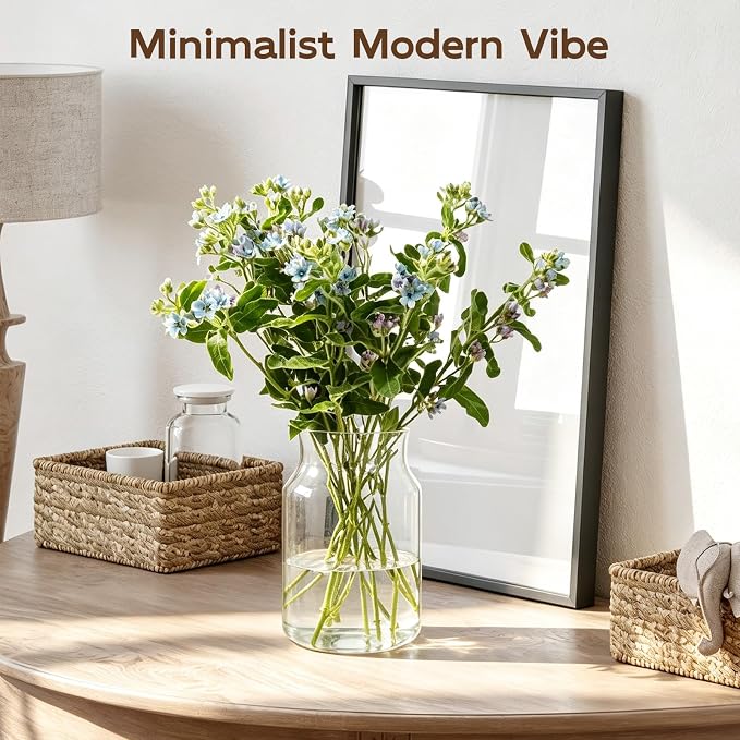 Clear Glass Vase, Large Flower Vase, 9-inch Glass Flower Vase - Image 4