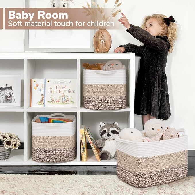 Goodpick Woven Storage Basket for Shelves, Gradient Brown | Stylish Gift Basket - Image 3