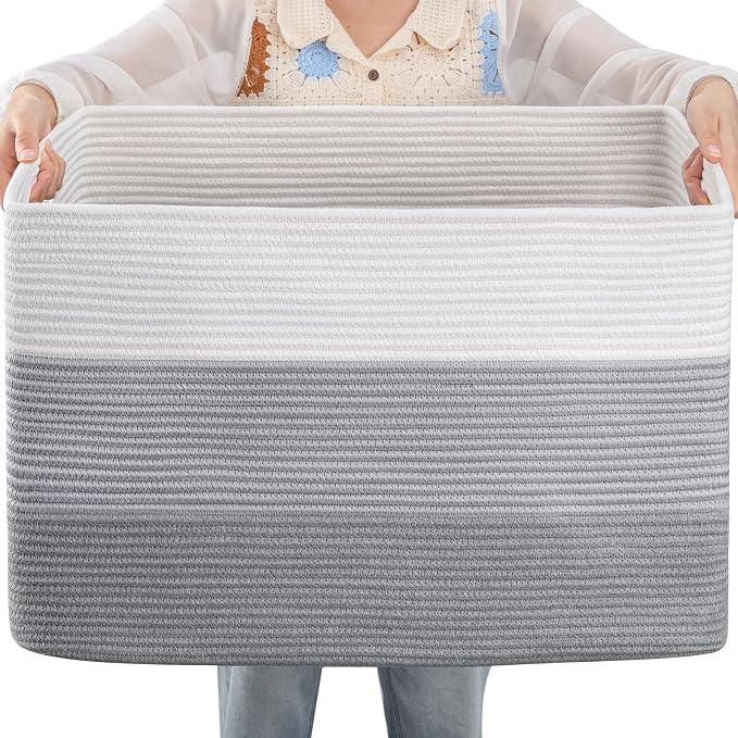 OIAHOMY Blanket Basket Laundry Basket Dog Toy Basket 108L Gradient Grey | Large by MasterofSpaceOptimization