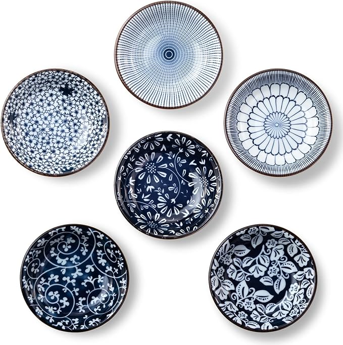 Eisinly 6 Pack Dipping Bowls, 3 OZ Small Ceramic Soy Sauce Dish, Vintage Blue | by Eisinly