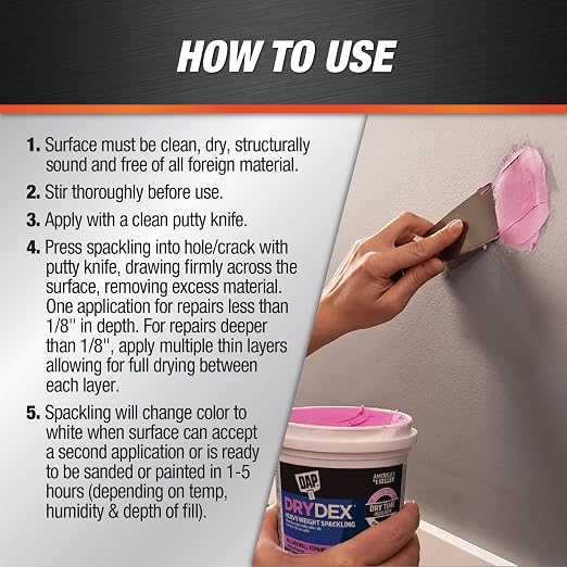 DAP DryDex Dry Time Indicator Spackling, 32 Oz - Image 3
