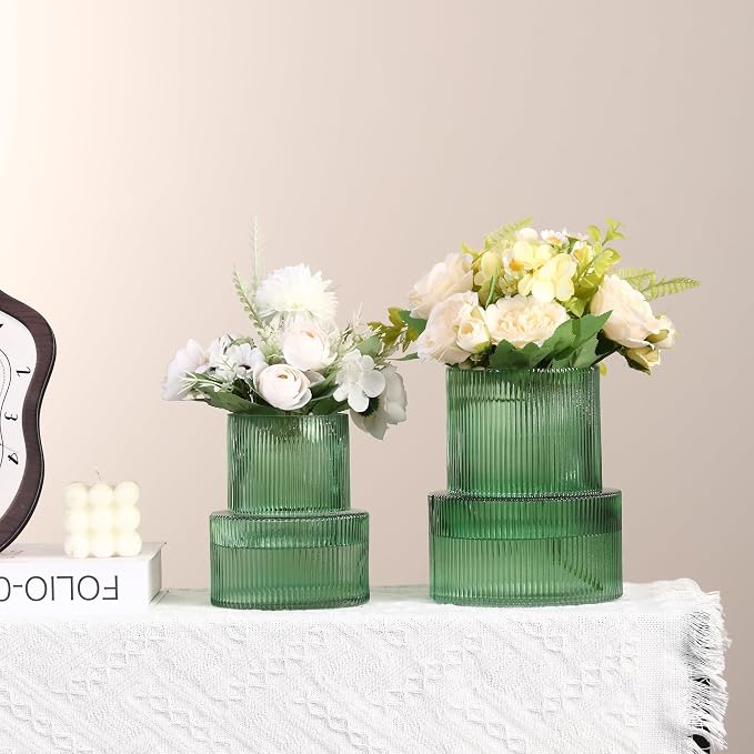 Ribbed Glass Vases for Bouquet, Modern Vase for Living Room, Coffe Table - Image 6