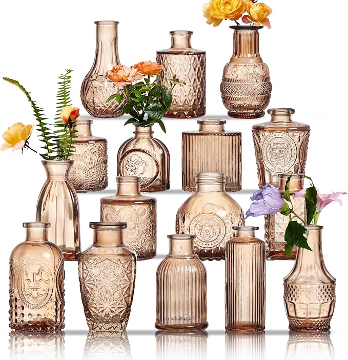 Glass Bud Vases Set of 16 by Unknown