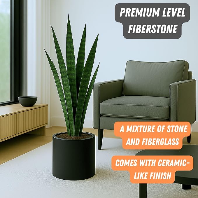 Fox & Fern Large Planter for Indoor or Outdoor, Matte Black, 10 Inch | UV & - Image 2