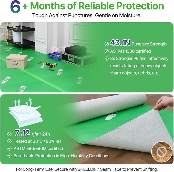 39" x 100' Heavy-Duty Floor Protection | Construction Grade Carpet Protector | - Image 3