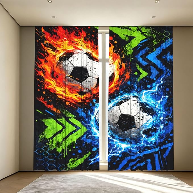 Speed Dynamic Soccer Window Curtains 2 Panels Set, 52 X 84 Inch Polyester Drapes by Unknown