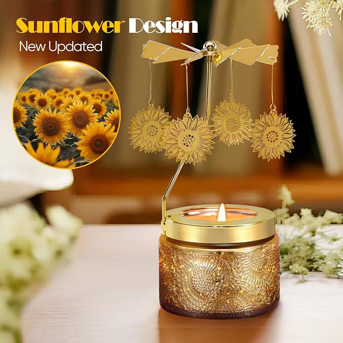 Curimama Rose Sunflower Rotating Scented Candle Gift - Image 2