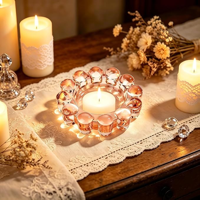 Chic Orange Bubble Glass Candle Dish – Modern Clear Glass Candle Holder - Image 4