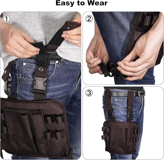 Tool Pouch Holster with Belt Clip Around Your Leg | Nylon, Electrician - Image 4