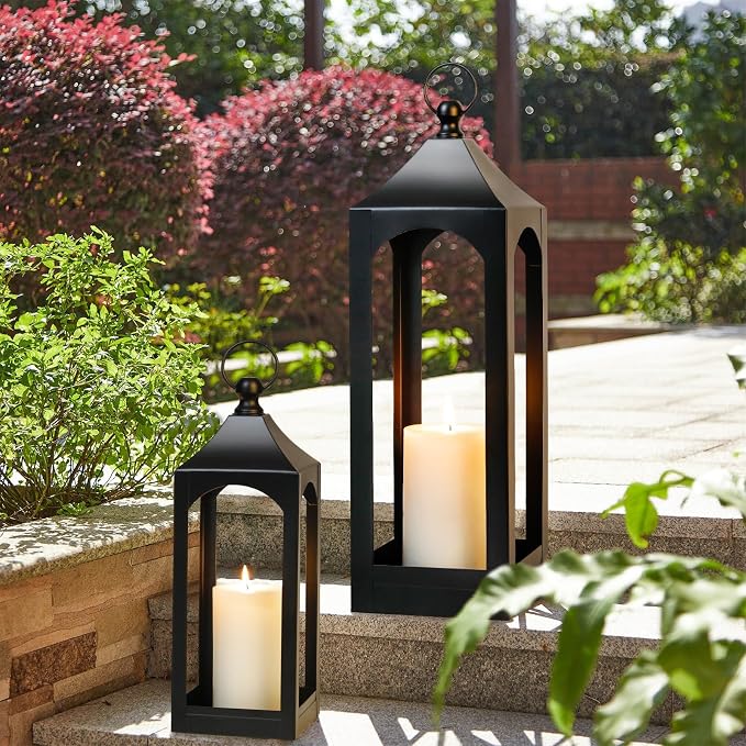 Modern Farmhouse Lantern Decor Metal Decorative Hanging Candle Lanterns | Ideal - Image 5