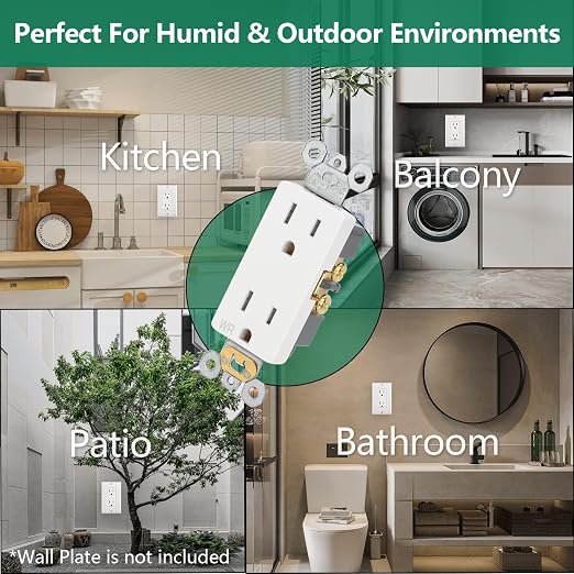10-Pack 15A Contractor Weather & Tamper Outlet WR TR White Kit | Contractor - Image 3