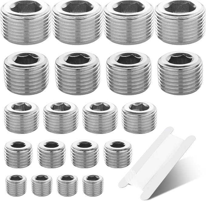 20Pcs Stainless Steel Pipe Socket Plugs, 1/8" 1/4" 3/8" 1/2" 3/4" | 304 by Ailbiuko