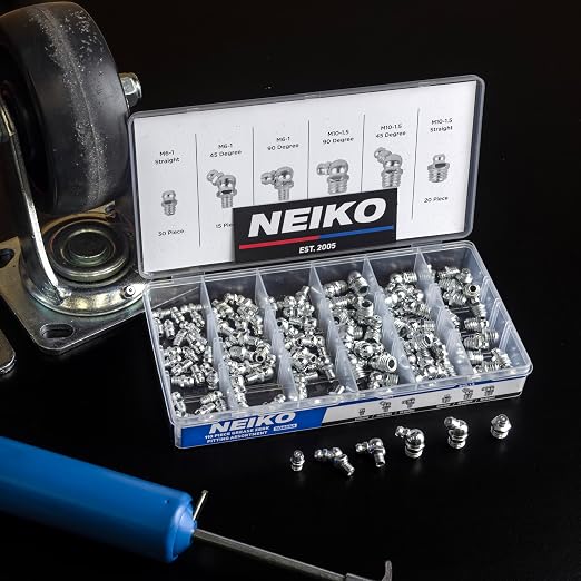 NEIKO 50466A Grease Fitting Assortment, 110 Piece, Straight & Angled Zerk - Image 6