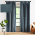 Kayne Studio Storm Blue Soft Velvet Pinch Pleated Curtains 108 Inches Long | by KayneStudio