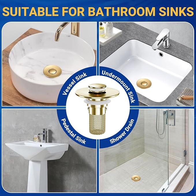 Bathroom Sink Drain Strainer, Pop-Up Bathroom Sink Stopper - Image 8