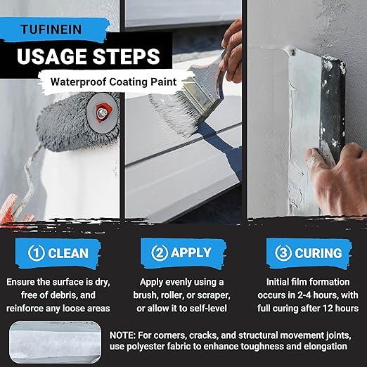 Rubber Liquid Waterproof Sealant, TUFINEIN 53oz/1.5kg Neutral Gray Quick Drying - Image 5