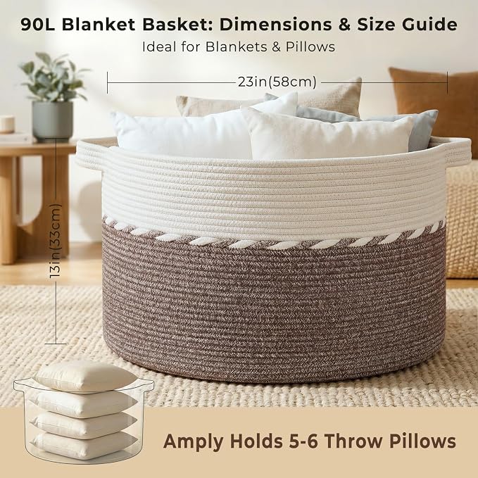 OIAHOMY 90L Extra Large Blanket Basket - Image 2