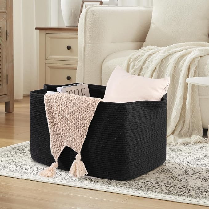 OIASKET 95L Extra Large Blanket Basket, Rectangle Nursery Blanket Storage - Image 3