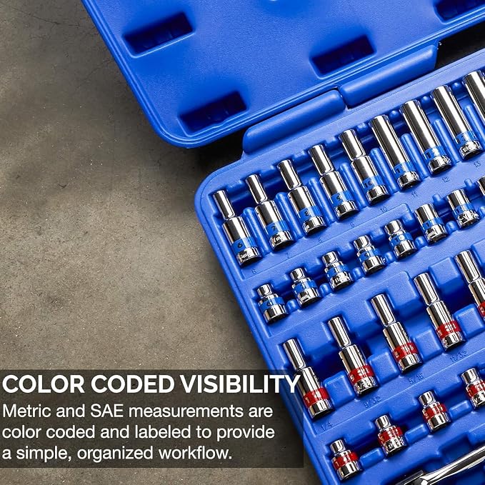 Neiko 02472A 3/8-Inch-Drive Colored Mechanics Tool Ratchet, Socket Set - Image 5