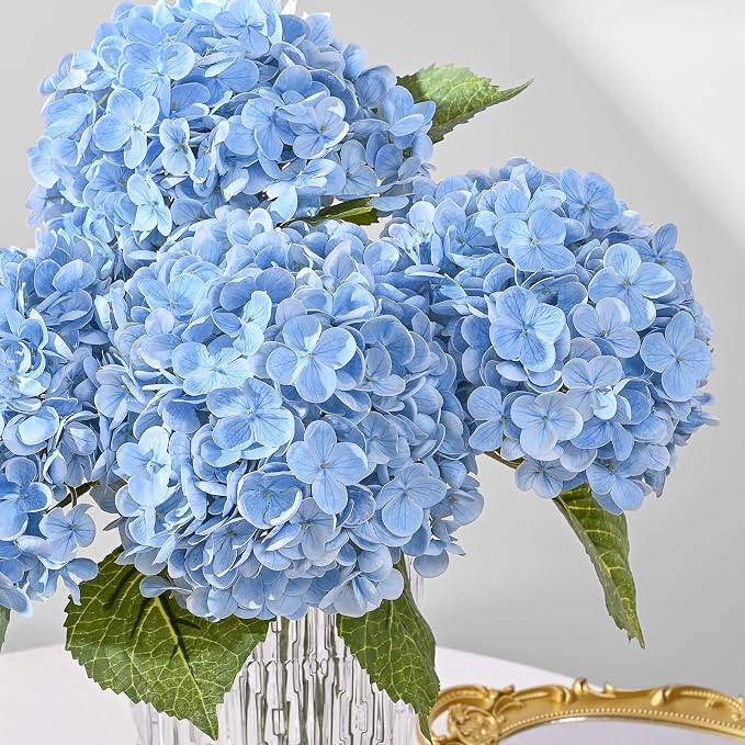 5Pcs 21in Hydrangea Artificial Flowers, Latex Real Touch Hydrangeas | Lifelike - Image 7