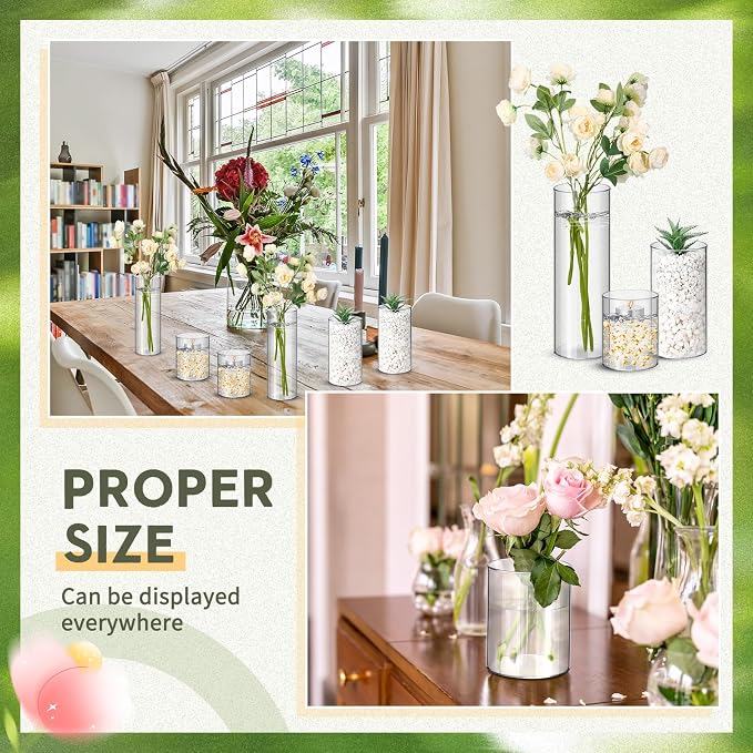 Nuogo Plastic Cylinder Vases Tall Plastic Flower Vases - Image 5