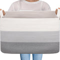 OIAHOMY Large Blanket Basket, 65L Cotton Rope Woven Laundry Basket, Toy Bin by MasterofSpaceOptimization