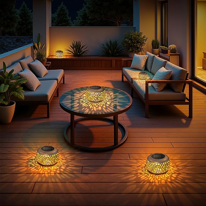 Solar Lanterns Outdoor Waterproof, Hollow Out Solar Table Lamp Patio Decor | 2 - Image 8