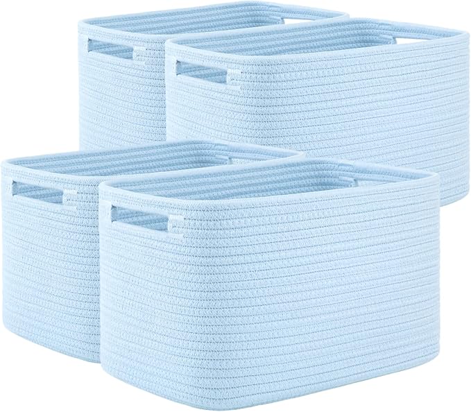 OIAHOMY 4 Pack Storage Baskets for Organizing 15L Storage Bins Light Blue | by MasterofSpaceOptimization
