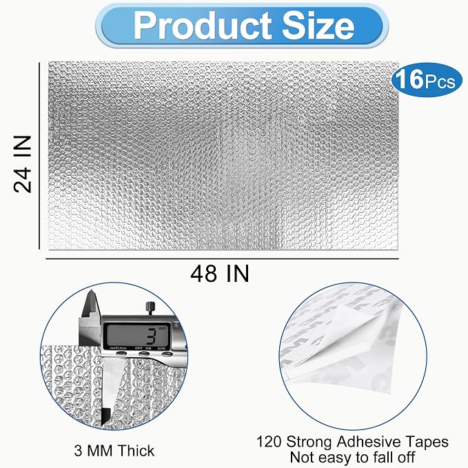 Garage Door Insulation Kit 16P Double Bubble Window Heat Insulation Panels - Image 2