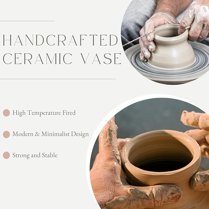 D'vine Dev 11 Inch Ceramic Flower Vase Textured Finishing, Minimalist Design - Image 6